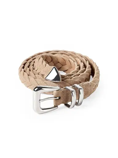 Brunello Cucinelli Men's Reversed Calfskin Braided Belt with Tip | Thumbnail 3
