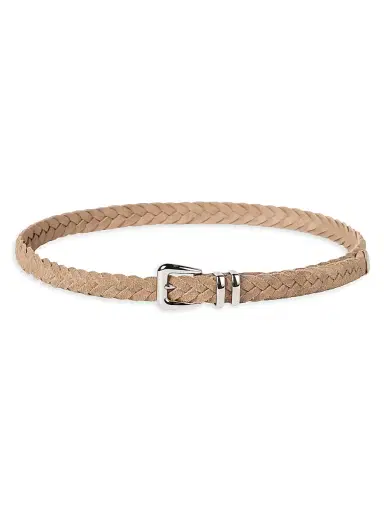 Brunello Cucinelli Men's Reversed Calfskin Braided Belt with Tip | Thumbnail 1