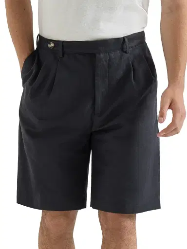 Brunello Cucinelli Men's Cotton and Linen Panama Bermuda Shorts with Pleats - Navy Blue - Size 46 | Thumbnail 2