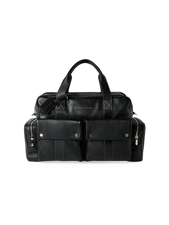 Men's Grained Calfskin Leisure Bag - Black