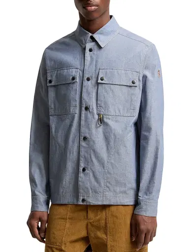 Moncler Grenoble Men's Shirt in Chambray - Powder Blue - Size XL | Thumbnail 2 Moncler Grenoble Men's Shirt in Chambray - Powder Blue - Size XL | Thumbnail 2