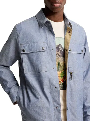 Moncler Grenoble Men's Shirt in Chambray - Powder Blue - Size XL | Thumbnail 4 Moncler Grenoble Men's Shirt in Chambray - Powder Blue - Size XL | Thumbnail 4