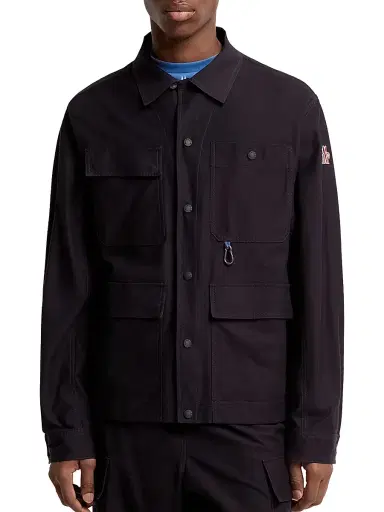 Moncler Grenoble Men's Shacket in Cotton Gabardine - Navy Blue - Size XL | Thumbnail 2