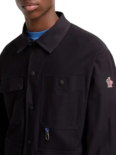 Moncler Grenoble Men's Shacket in Cotton Gabardine - Navy Blue - Size XL | Thumbnail 4