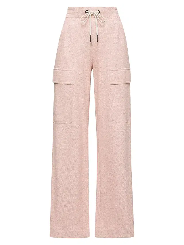 Moncler Grenoble Women's Sweatpants in Linen & Cotton Blend - Pink