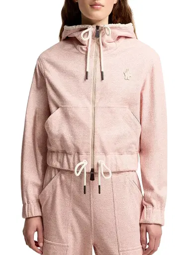 Moncler Grenoble Women's Zip-Up Hoodie in Linen and Cotton Blend | Thumbnail 2
