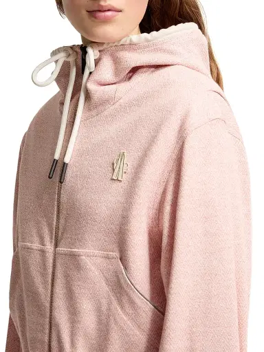 Moncler Grenoble Women's Zip-Up Hoodie in Linen and Cotton Blend | Thumbnail 4