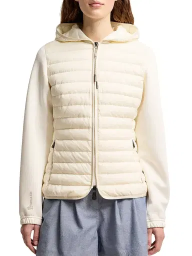 Moncler Grenoble Women's Down-Filled Zip-Up Hoodie Cardigan - White Ivory - Size Large | Thumbnail 2 Moncler Grenoble Women's Down-Filled Zip-Up Hoodie Cardigan - White Ivory - Size Large | Thumbnail 2