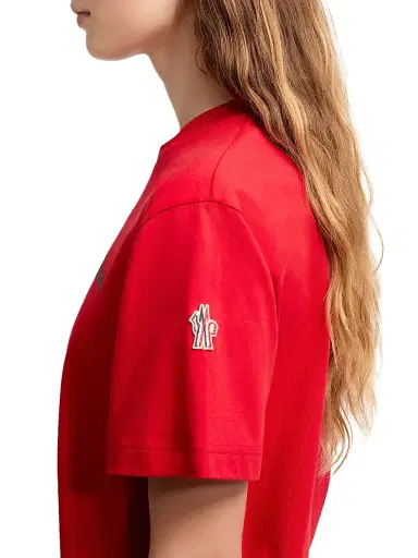 Moncler Grenoble Women's Crew-Neck T-Shirt in Cotton - Red - Size Large | Thumbnail 4 Moncler Grenoble Women's Crew-Neck T-Shirt in Cotton - Red - Size Large | Thumbnail 4