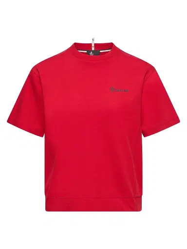 Moncler Grenoble Women's Crew-Neck T-Shirt in Cotton - Red - Size Large | Thumbnail 1 Moncler Grenoble Women's Crew-Neck T-Shirt in Cotton - Red - Size Large | Thumbnail 1