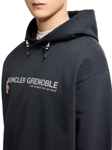 Moncler Grenoble Men's Hooded Sweatshirt in Cotton Fleece - Navy Blue - Size XXL | Thumbnail 4