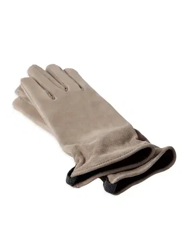 Brunello Cucinelli Women's Suede Gloves with Monili - Beige | Thumbnail 3 Brunello Cucinelli Women's Suede Gloves with Monili - Beige | Thumbnail 3