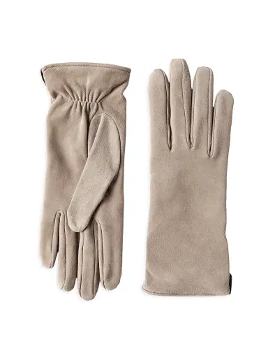 Brunello Cucinelli Women's Suede Gloves with Monili - Beige | Thumbnail 1 Brunello Cucinelli Women's Suede Gloves with Monili - Beige | Thumbnail 1