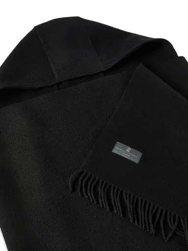 Brunello Cucinelli Women's Hooded Wool and Cashmere Knit Scarf - Black | Thumbnail 4
