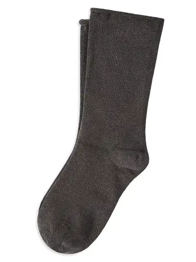 Brunello Cucinelli Women's Cashmere and Silk Sparkling Knit Socks - Anthracite | Thumbnail 1 Brunello Cucinelli Women's Cashmere and Silk Sparkling Knit Socks - Anthracite | Thumbnail 1
