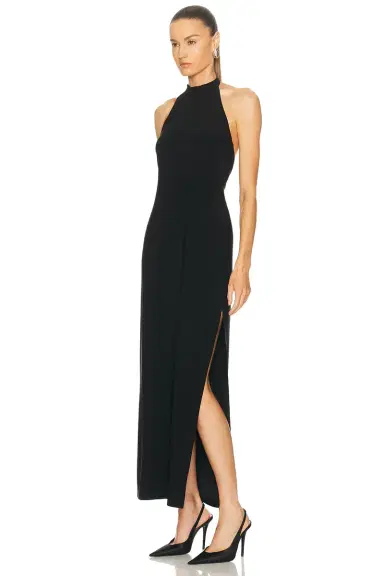 Norma Kamali x Lifestyle Halter Side Slit Long Dress | Thumbnail 3 Norma Kamali x Lifestyle Halter Side Slit Long Dress | Thumbnail 3