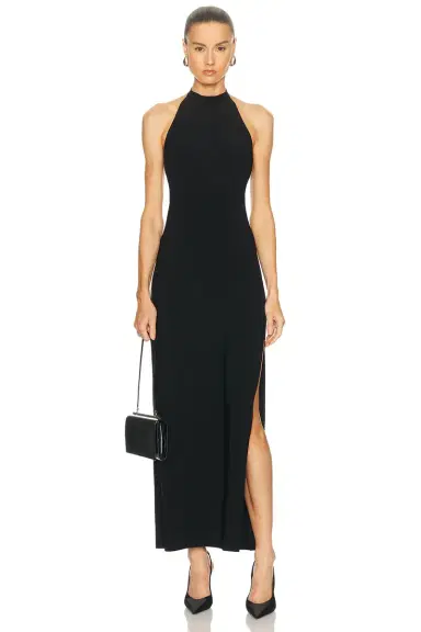 Norma Kamali x Lifestyle Halter Side Slit Long Dress | Thumbnail 1 Norma Kamali x Lifestyle Halter Side Slit Long Dress | Thumbnail 1