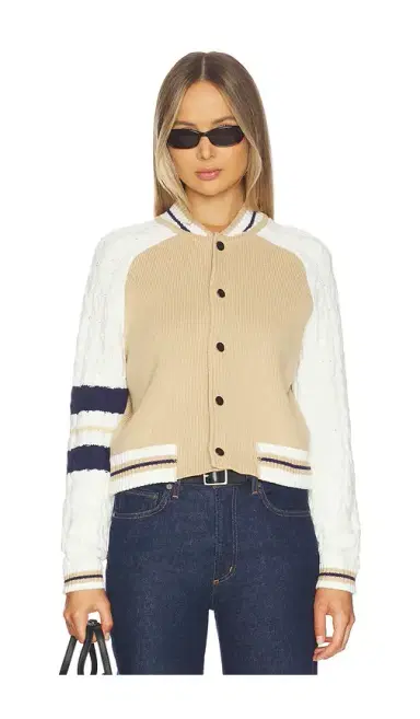 Central Park West Chloe Cable Sleeve Knit Bomber | Thumbnail 2