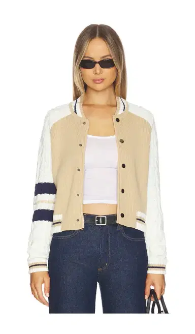 Central Park West Chloe Cable Sleeve Knit Bomber | Thumbnail 1