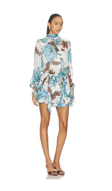 ROCOCO SAND Ruched Neck Mini Dress With Tie Up Belt | Thumbnail 2 ROCOCO SAND Ruched Neck Mini Dress With Tie Up Belt | Thumbnail 2