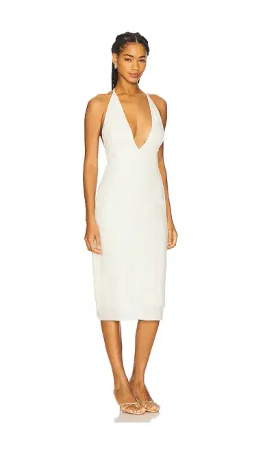 Milkwhite x REVOLVE Midi Dress With V Neckline | Thumbnail 2 Milkwhite x REVOLVE Midi Dress With V Neckline | Thumbnail 2