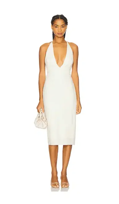 Milkwhite x REVOLVE Midi Dress With V Neckline | Thumbnail 1 Milkwhite x REVOLVE Midi Dress With V Neckline | Thumbnail 1