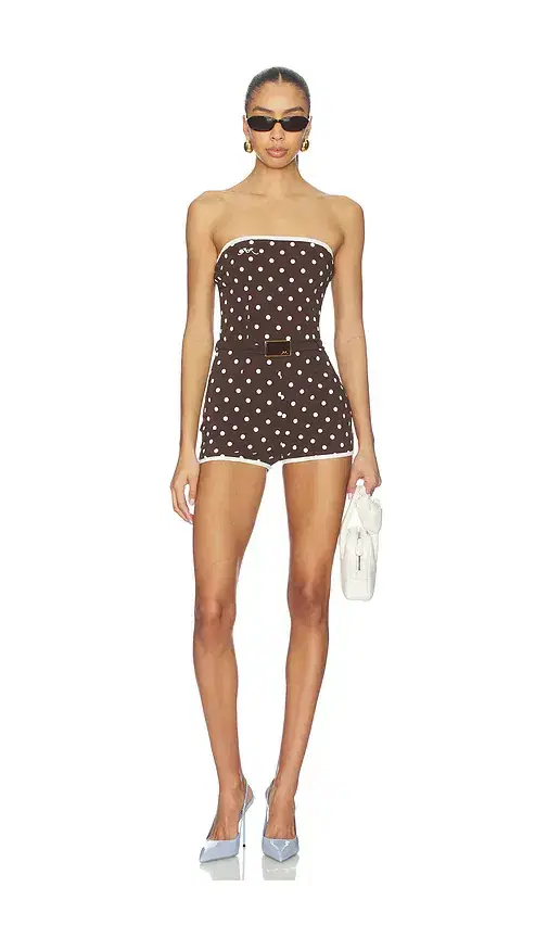 Rowen Rose Polka Dots Bustier Mini Jumpsuit