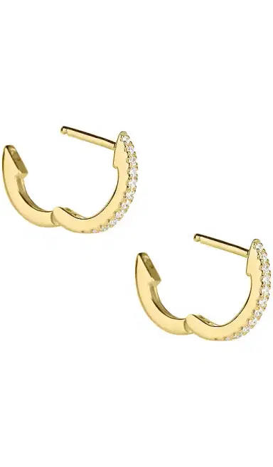 STONE AND STRAND White Diamond Pave Huggie Earrings | Thumbnail 2 STONE AND STRAND White Diamond Pave Huggie Earrings | Thumbnail 2