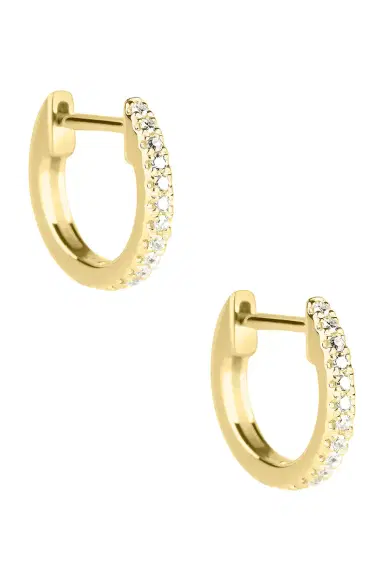 STONE AND STRAND White Diamond Pave Huggie Earrings | Thumbnail 3 STONE AND STRAND White Diamond Pave Huggie Earrings | Thumbnail 3
