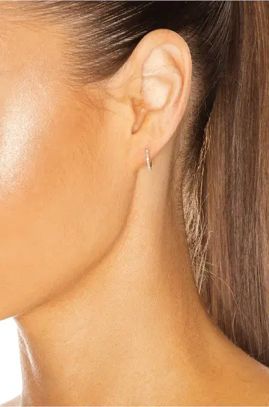 STONE AND STRAND White Diamond Pave Huggie Earrings | Thumbnail 4 STONE AND STRAND White Diamond Pave Huggie Earrings | Thumbnail 4