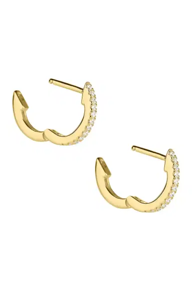 STONE AND STRAND White Diamond Pave Huggie Earrings | Thumbnail 5 STONE AND STRAND White Diamond Pave Huggie Earrings | Thumbnail 5