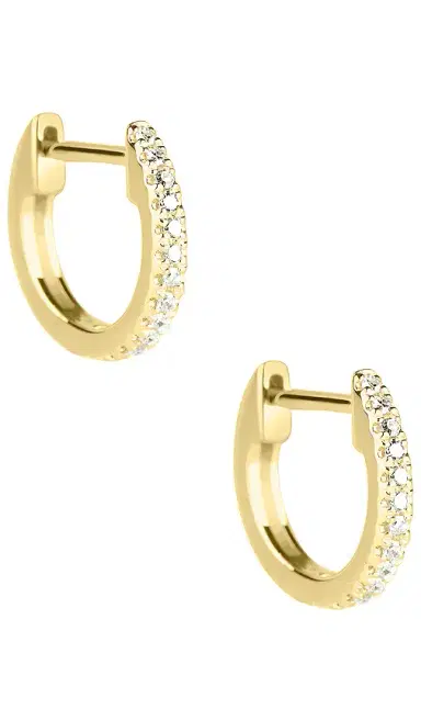 STONE AND STRAND White Diamond Pave Huggie Earrings | Thumbnail 1 STONE AND STRAND White Diamond Pave Huggie Earrings | Thumbnail 1