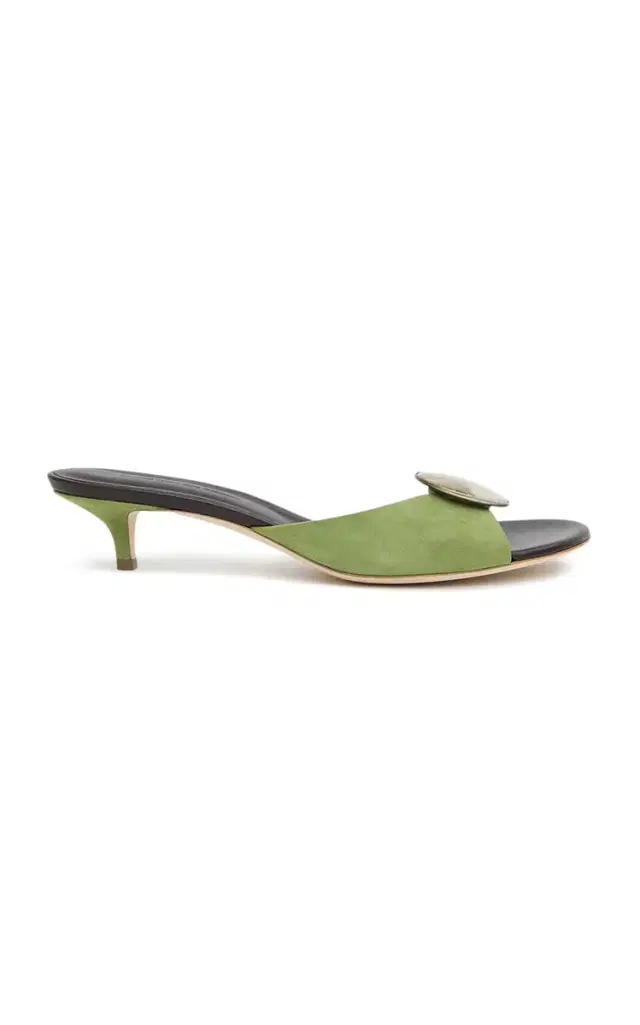 Christopher Esber Aura Quartz Suede Kitten Heel Mules