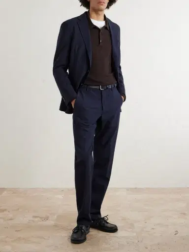 ELEVENTY Slim-Fit Tapered Stretch-Wool Flannel Trousers - Men | Thumbnail 2