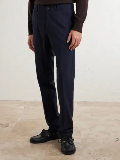 ELEVENTY Slim-Fit Tapered Stretch-Wool Flannel Trousers - Men | Thumbnail 3
