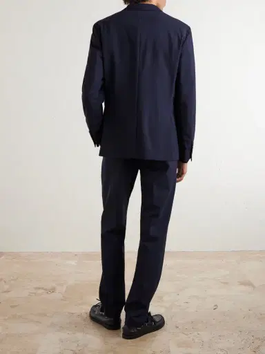 ELEVENTY Slim-Fit Tapered Stretch-Wool Flannel Trousers - Men | Thumbnail 4