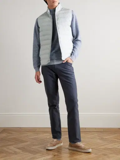 Peter Millar Winsome Hybrid Quilted Striped Shell and Piqué Gilet - Men | Thumbnail 2