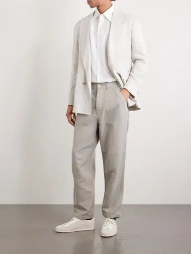 Brunello Cucinelli Straight-Leg Linen and Cotton-Blend Trousers - Men | Thumbnail 2