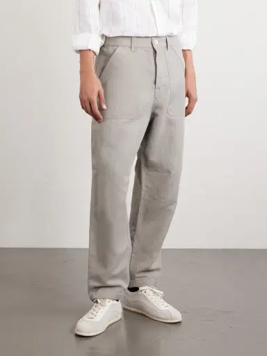 Brunello Cucinelli Straight-Leg Linen and Cotton-Blend Trousers - Men | Thumbnail 3