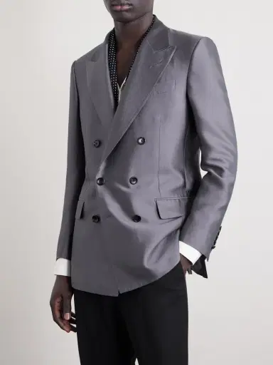Tom Ford Double-Breasted Silk Blazer - Men | Thumbnail 3