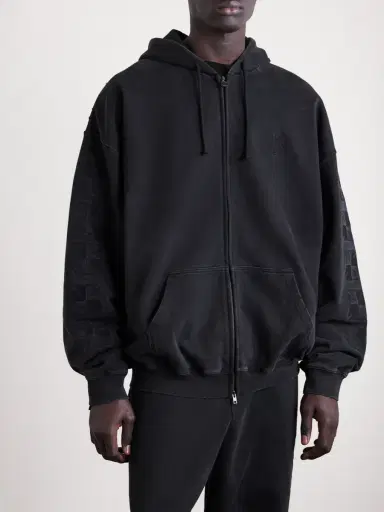Vetements Logo-Embroidered Cotton-Jersey Zip-Up Hoodie - Men | Thumbnail 3 Vetements Logo-Embroidered Cotton-Jersey Zip-Up Hoodie - Men | Thumbnail 3