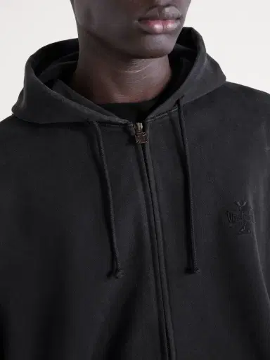 Vetements Logo-Embroidered Cotton-Jersey Zip-Up Hoodie - Men | Thumbnail 5 Vetements Logo-Embroidered Cotton-Jersey Zip-Up Hoodie - Men | Thumbnail 5