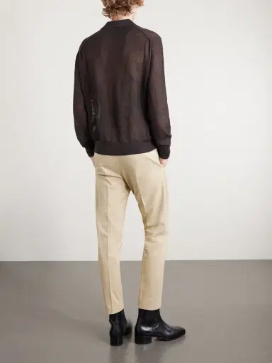 Tom Ford Open-Knit Sea Island Cotton and Silk-Blend Polo Shirt - Men | Thumbnail 4