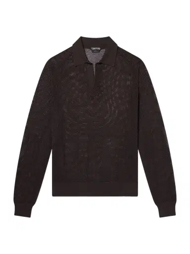 Tom Ford Open-Knit Sea Island Cotton and Silk-Blend Polo Shirt - Men | Thumbnail 1