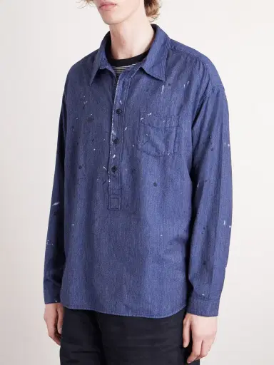 Visvim Paint-Splattered Cotton and Silk-Blend Chambray Shirt - Men | Thumbnail 3