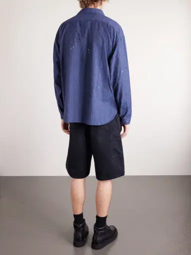 Visvim Paint-Splattered Cotton and Silk-Blend Chambray Shirt - Men | Thumbnail 4