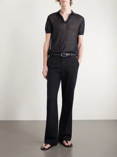 Tom Ford Open-Knit Sea Island Cotton and Silk-Blend Polo Shirt - Men | Thumbnail 2