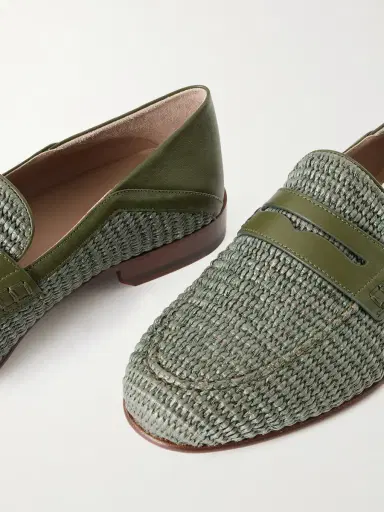 Manolo Blahnik Padstow Collapsible-Heel Leather-Trimmed Raffia Loafers - Men | Thumbnail 5 Manolo Blahnik Padstow Collapsible-Heel Leather-Trimmed Raffia Loafers - Men | Thumbnail 5