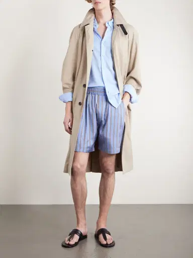 Tom Ford Straight-Leg Striped Silk-Twill Shorts - Men | Thumbnail 2