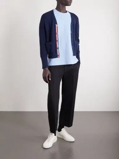 Thom Browne Striped Cotton-Piqué T-Shirt - Men | Thumbnail 2 Thom Browne Striped Cotton-Piqué T-Shirt - Men | Thumbnail 2